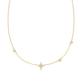 Gold Eight-Pointed Star Cubic Zirconia Station Necklace
